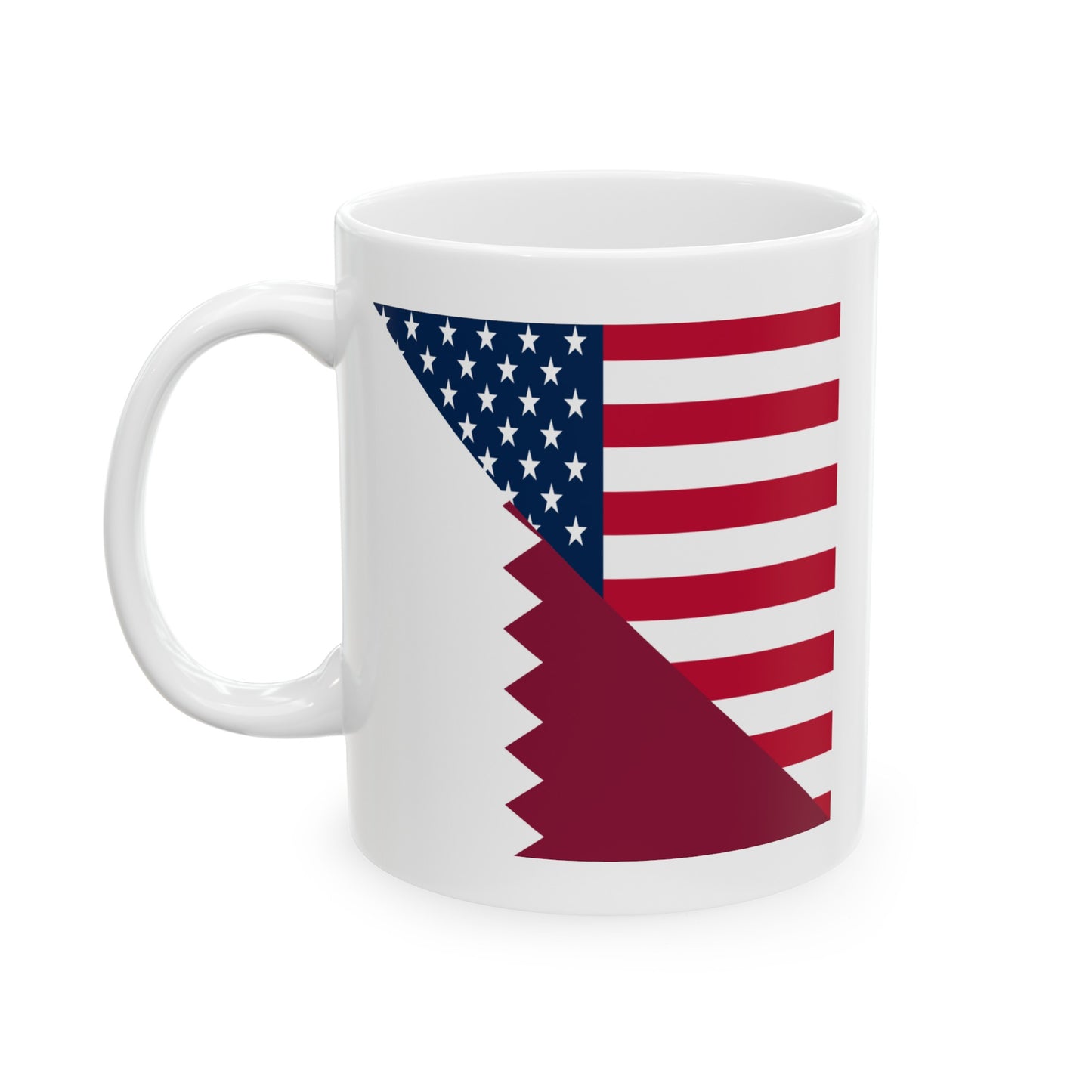 Qatar American Flag Half Qatari USA Ceramic Mug 11oz, 15oz Cup