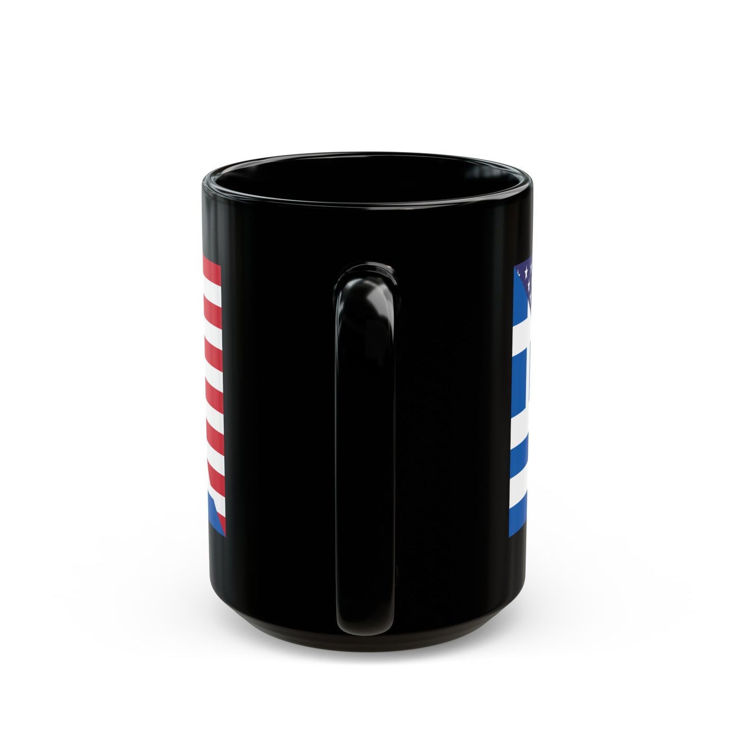 Greek American Flag Half Greece USA Black Mug (11oz, 15oz)