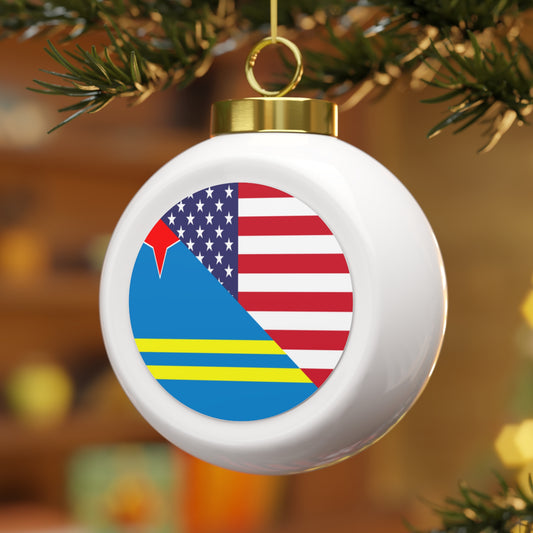 Aruba American Flag Aruban USA Christmas Tree Ball Ornament