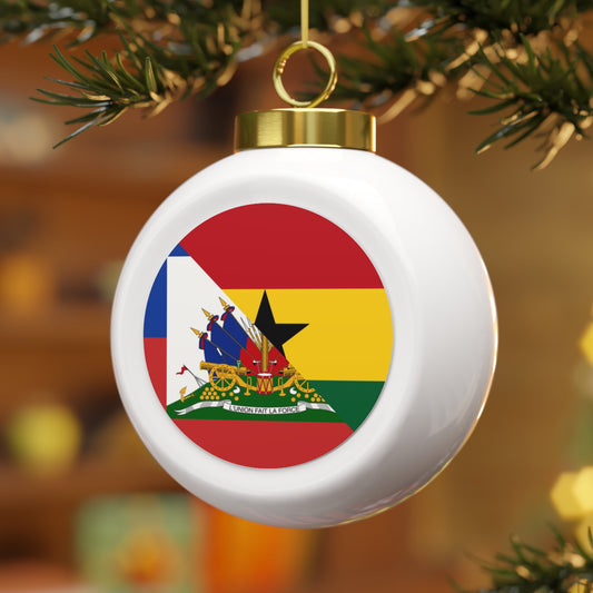 Haitian Ghanaian Flag | Half Haiti Ghana Christmas Tree Ball Ornament