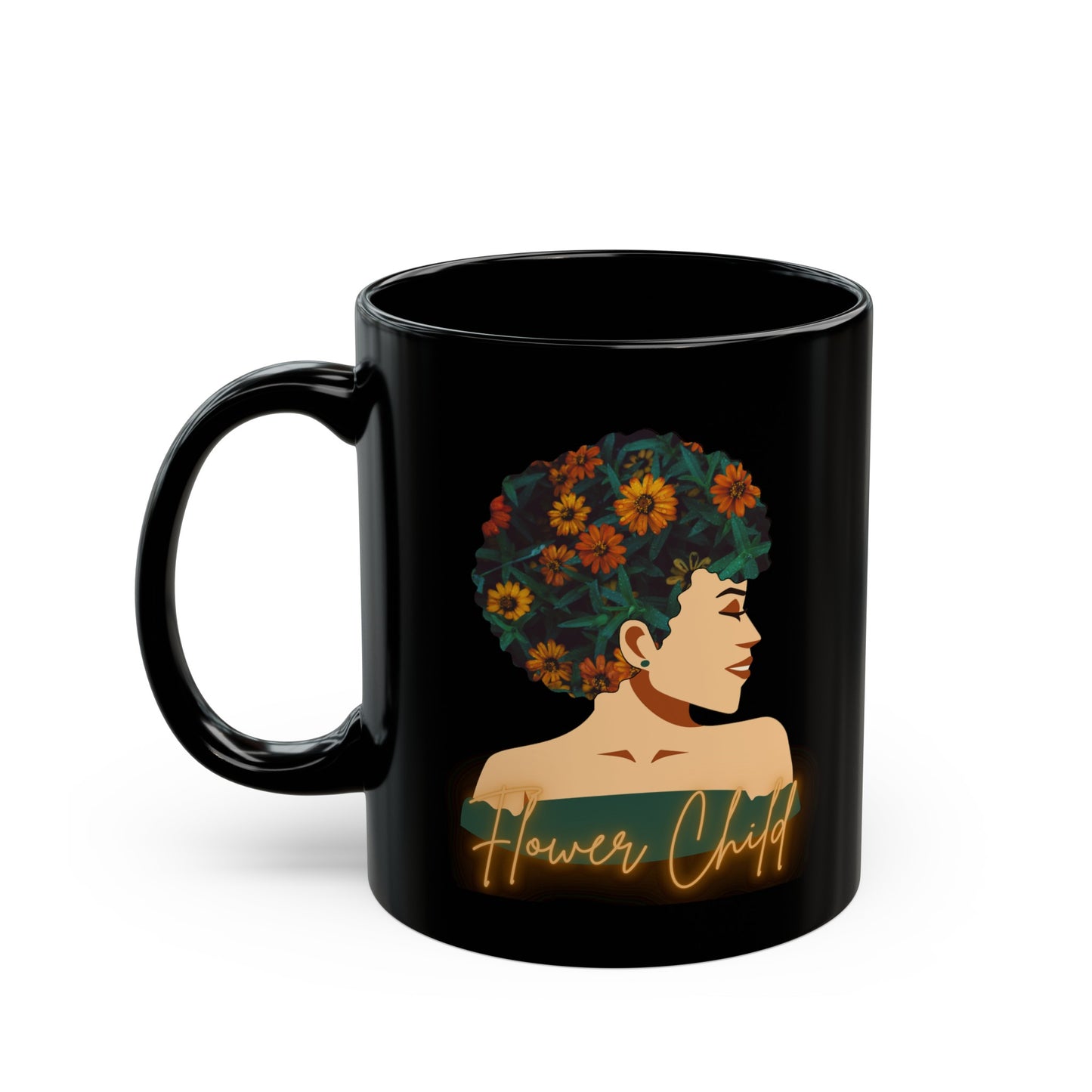 Flower Child White Black Mug (11oz, 15oz)