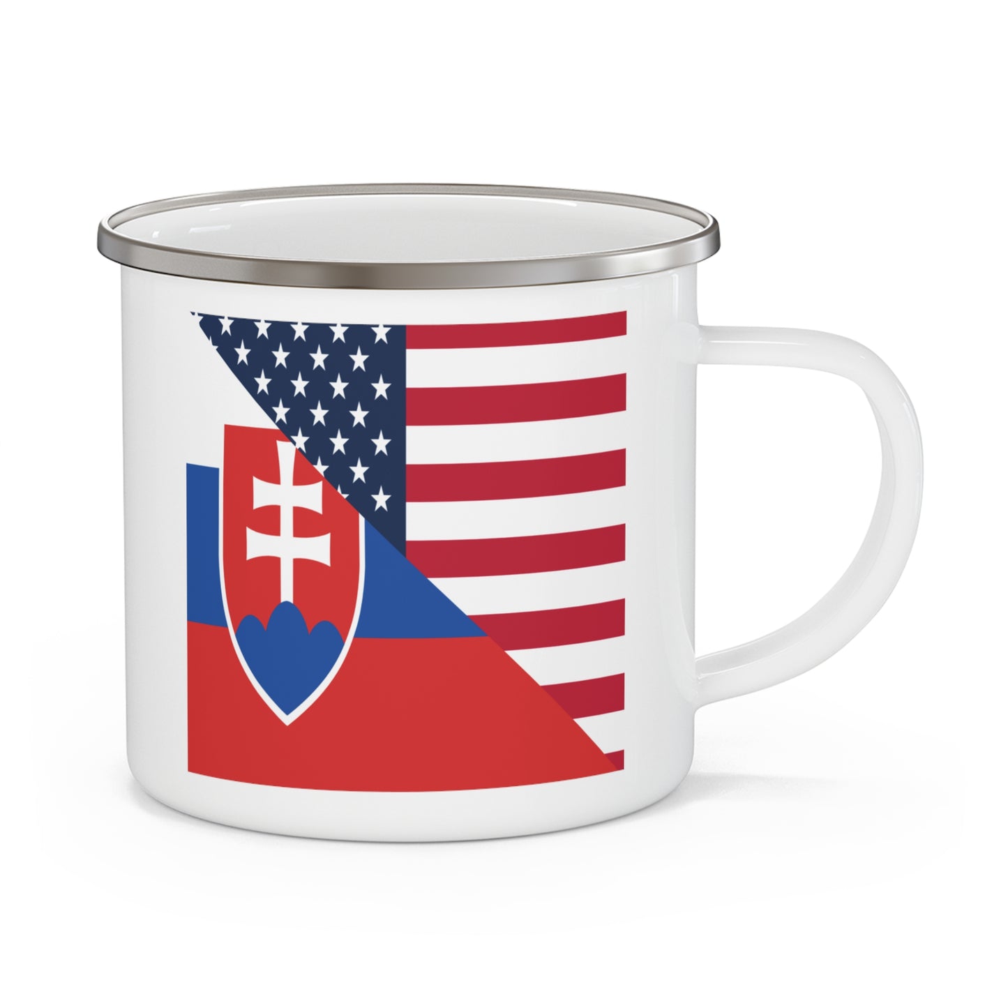 Slovakia American Flag Half Slovakian USA 12oz Enamel Mug