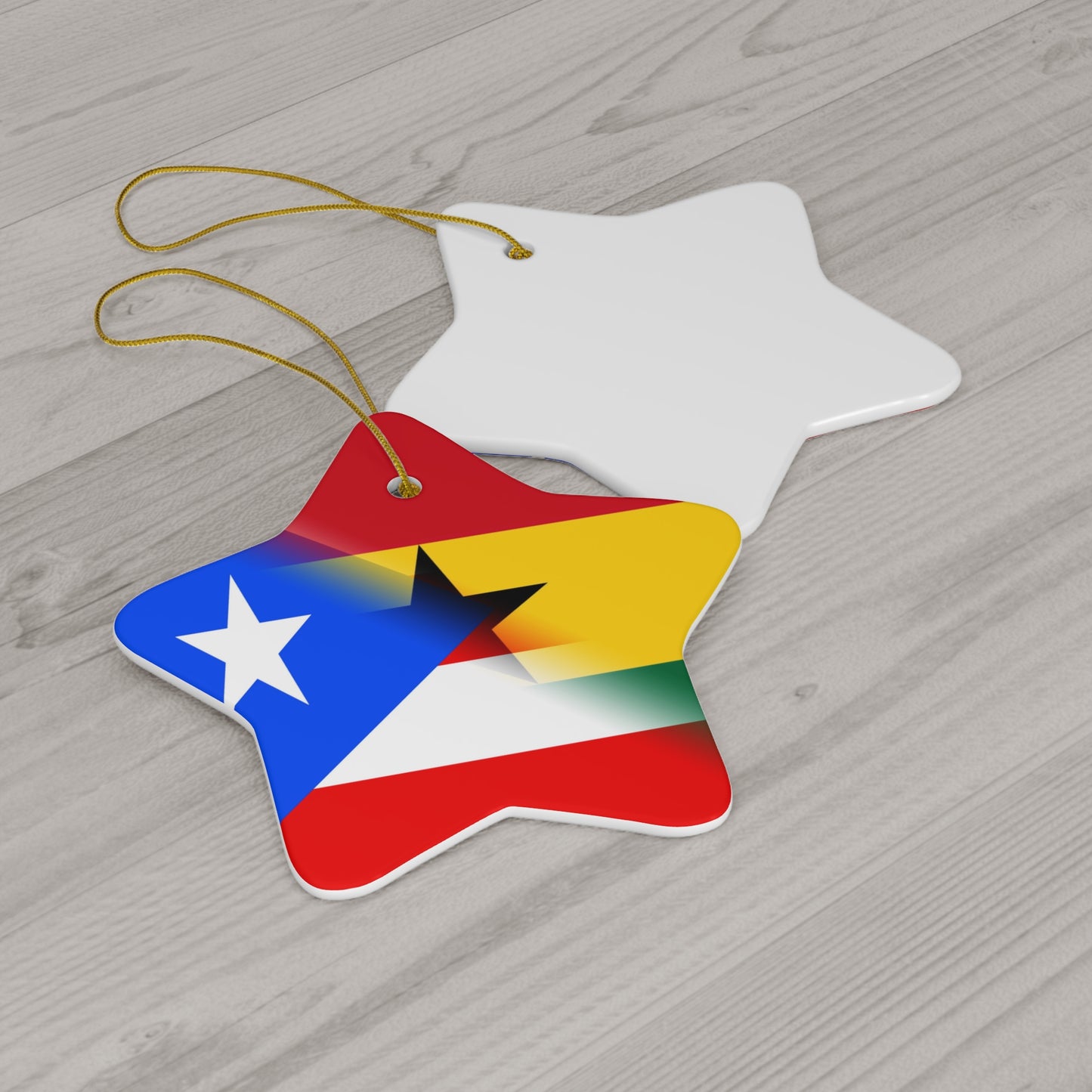 Puerto Rican Ghanaian Flag PR Ghana Ceramic Ornament | Christmas Tree Ornaments