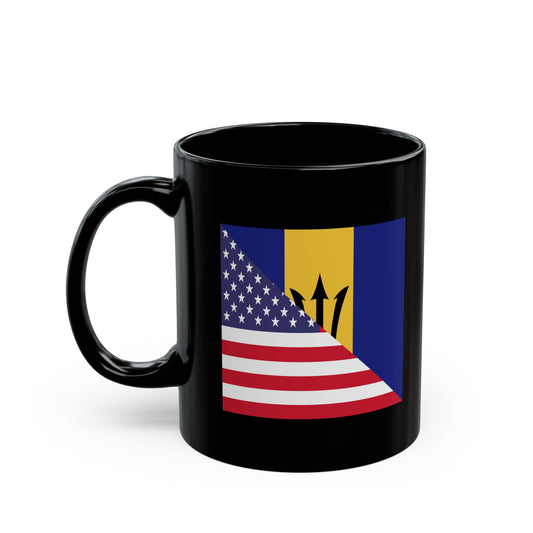 Barbados American Flag Bajan Barbadian USA Black Mug (11oz, 15oz)