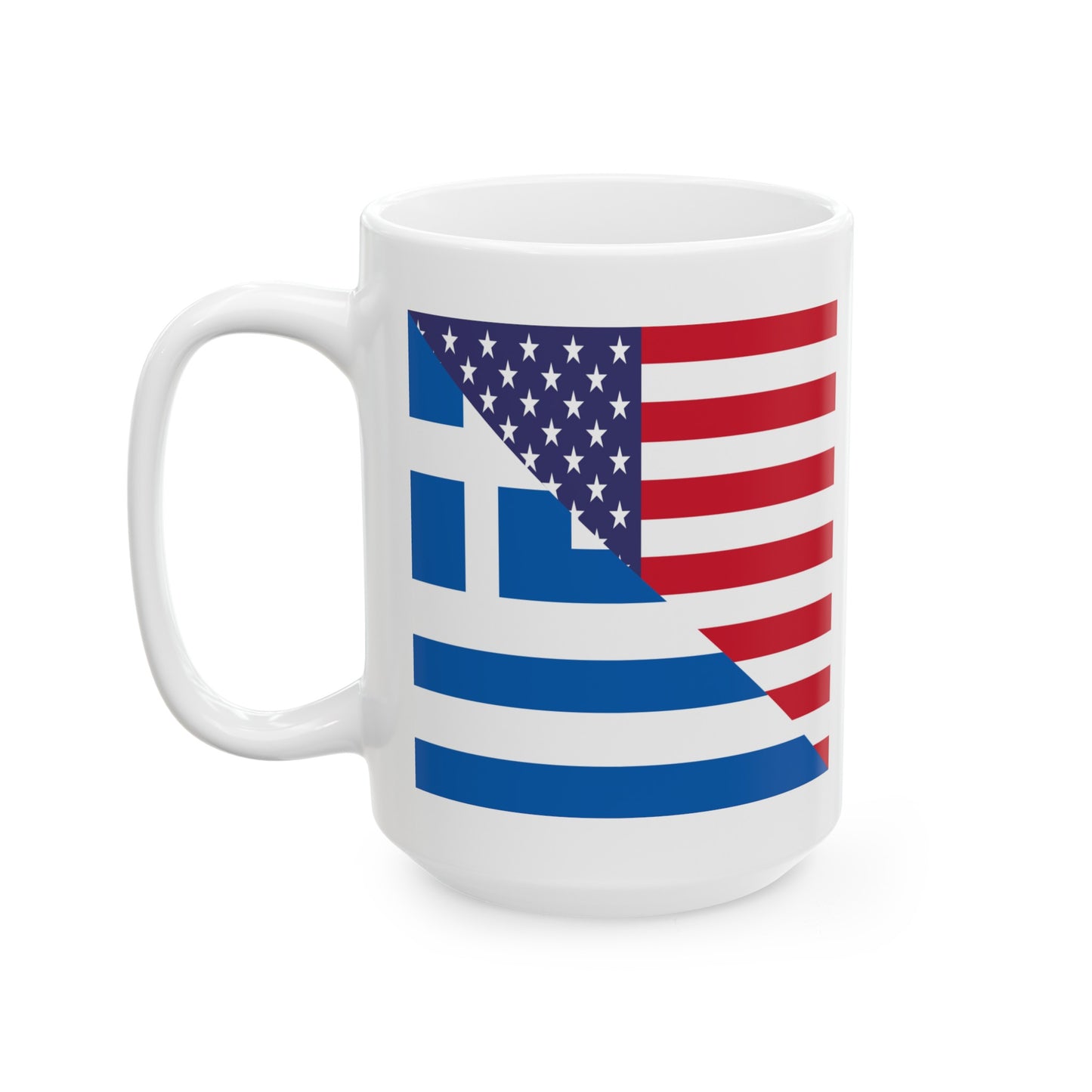 Greek American Flag Half Greece USA Ceramic Mug 11oz, 15oz Cup