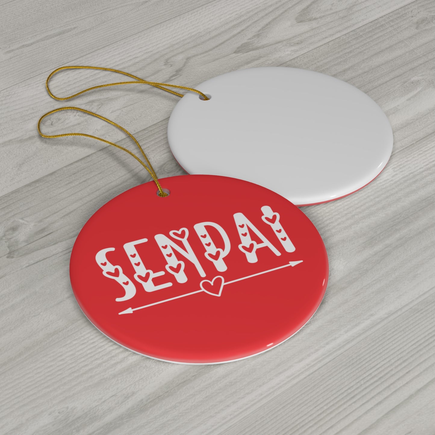 Senpai Hearts Anime Ceramic Ornament | Christmas Tree Ornaments