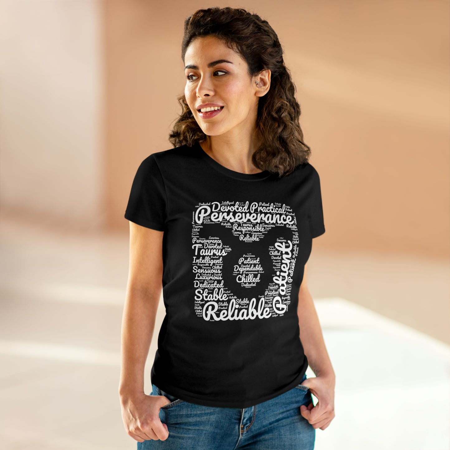 Women's Taurus Zodiac Sign Black Cotton Tee Shirt