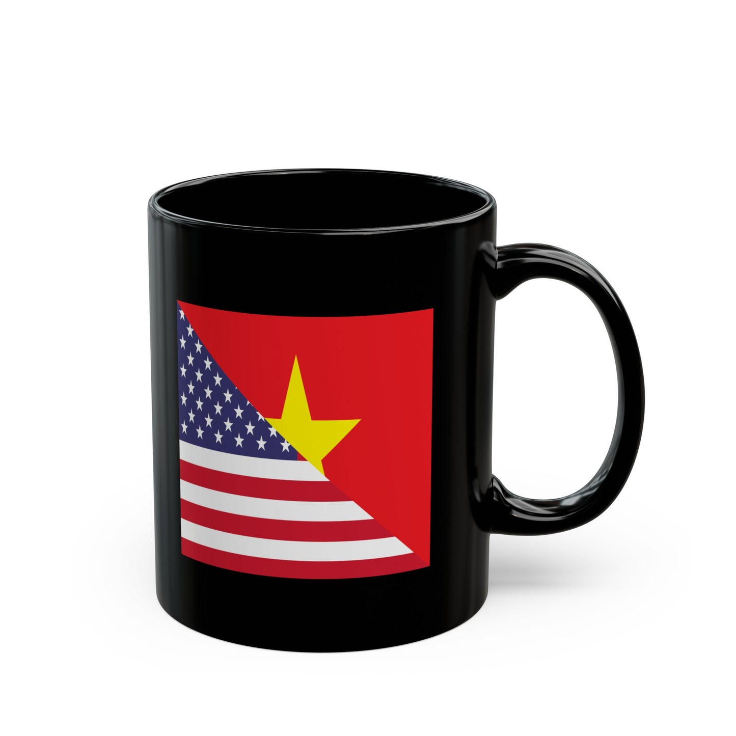 Vietnamese American Flag Half Vietnam USA Black Mug (11oz, 15oz)