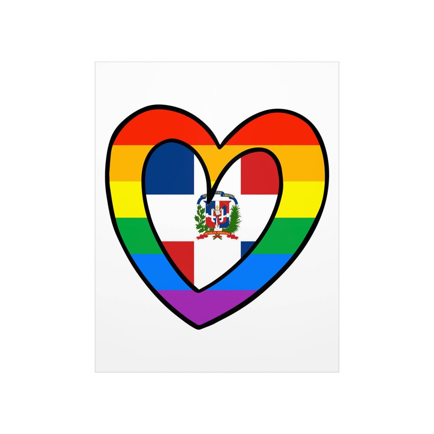 Dominican Rainbow Flag Heart DR Pride Month Premium Matte Poster