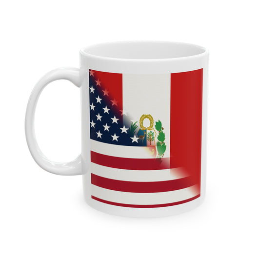 Peru America Flag | Peruvian American Flag Ceramic Mug 11oz, 15oz Cup