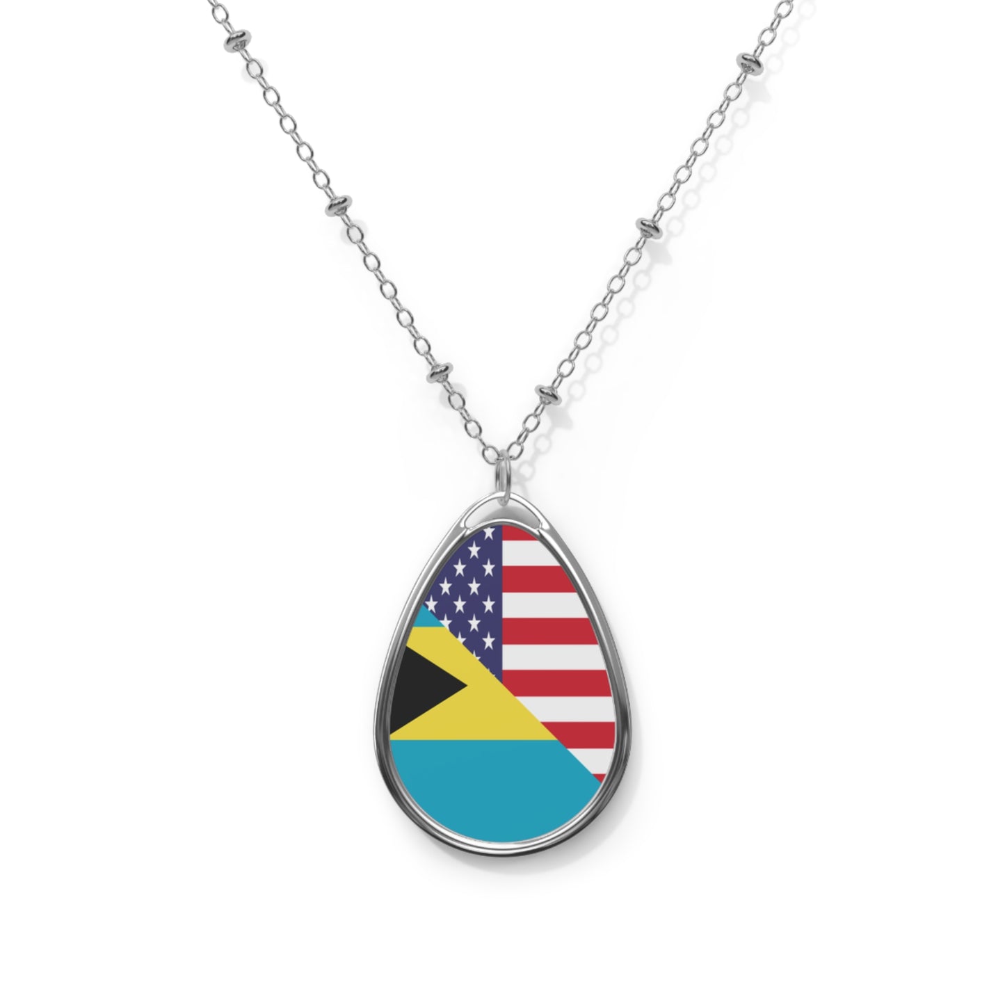 Bahamas American Flag Bahamian USA Oval Necklace One Size