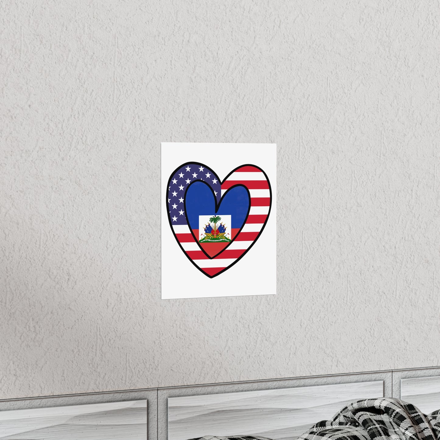 American Haitian Flag Inner Heart USA Haiti Premium Matte Poster