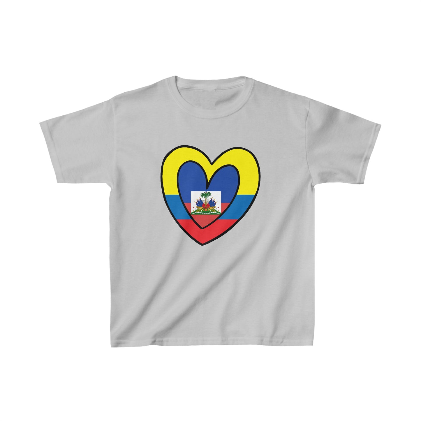 Kids Colombian Haitian Flag Inner Heart Colombia Haiti  T-Shirt | Unisex Tee Shirt