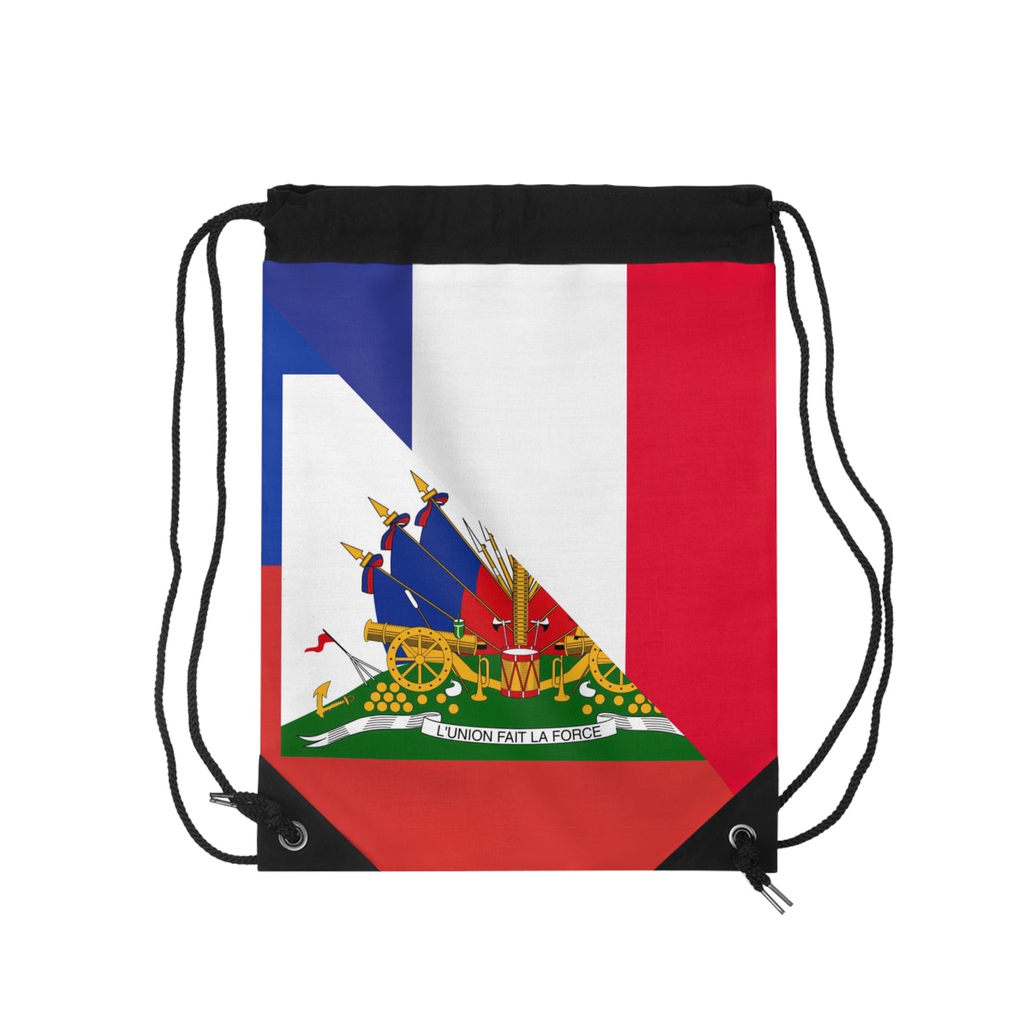 Haitian French Flag Half Haiti France Drawstring Bag