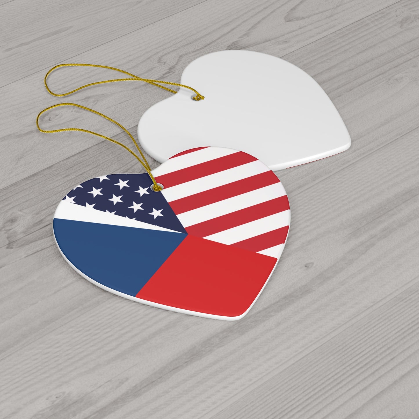 Czech Republic American Flag Czechia USA  Ceramic Ornament | Christmas Tree Ornaments