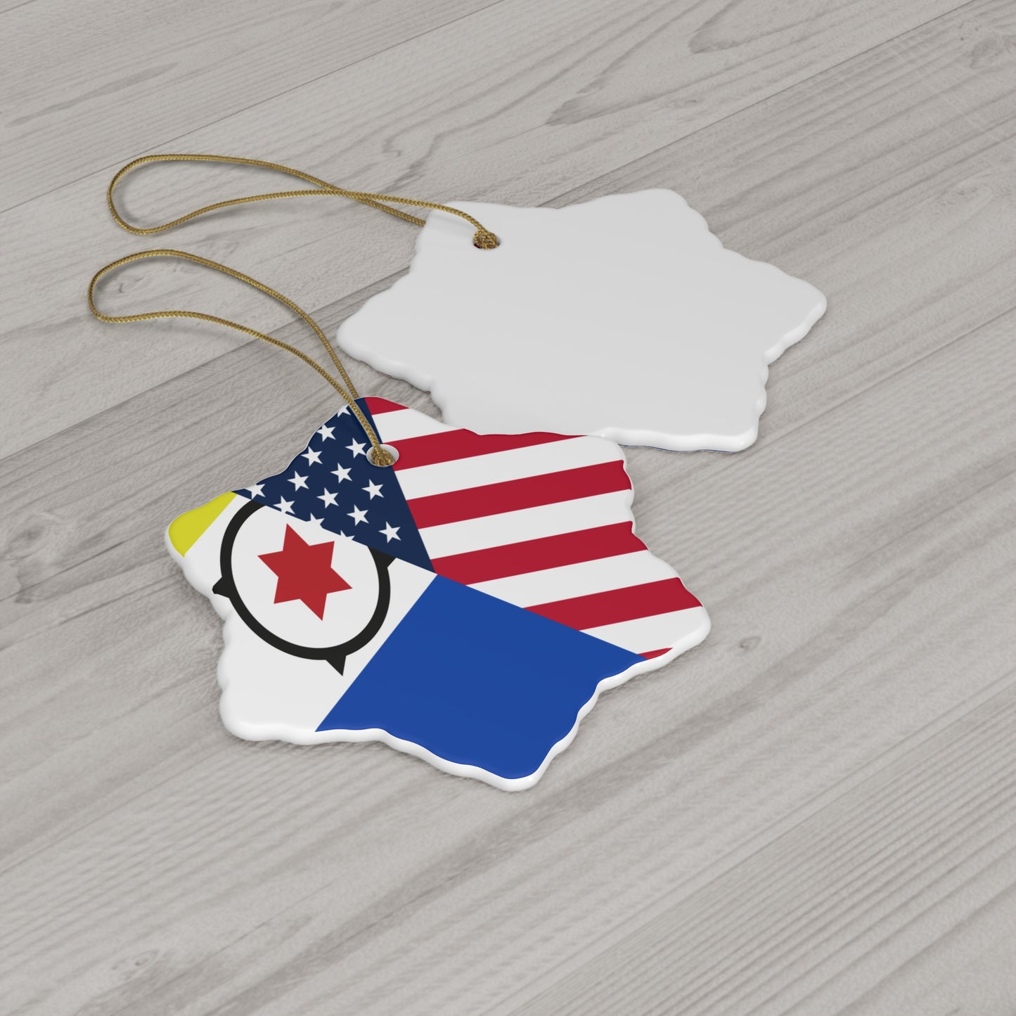 Bonairean American Flag Half Bonaire USA Ceramic Ornament | Christmas Tree Ornaments