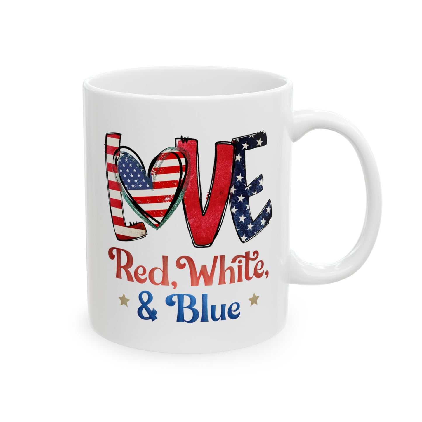 Love Red White And Blue Ceramic Mug 11oz, 15oz Cup