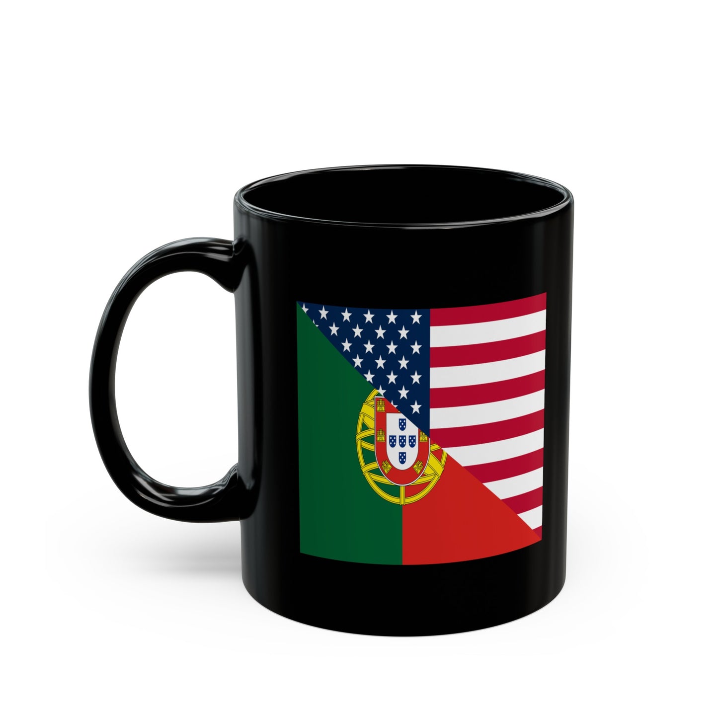 Portugal American Flag Half Portuguese USA Black Mug (11oz, 15oz)