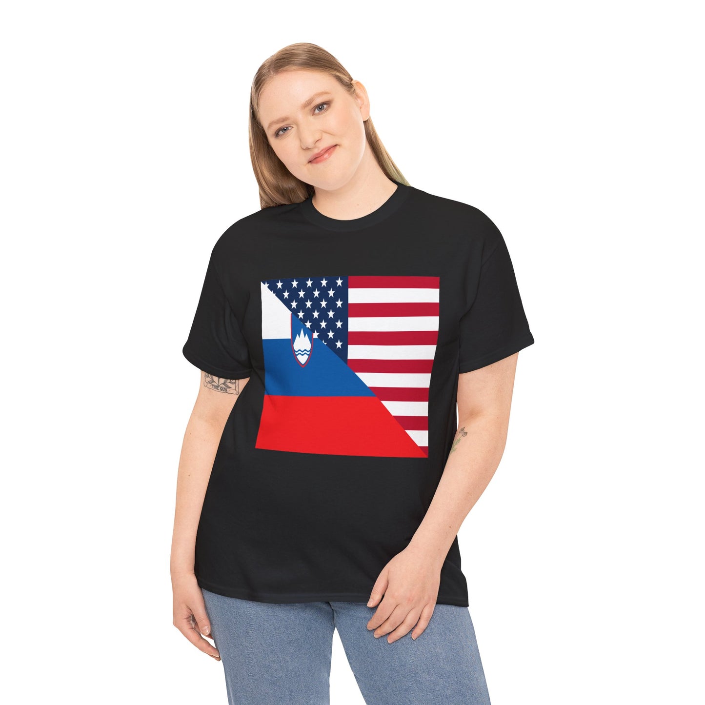 Slovenia American Flag Half Slovenian USA T-Shirt | Unisex Tee Shirt