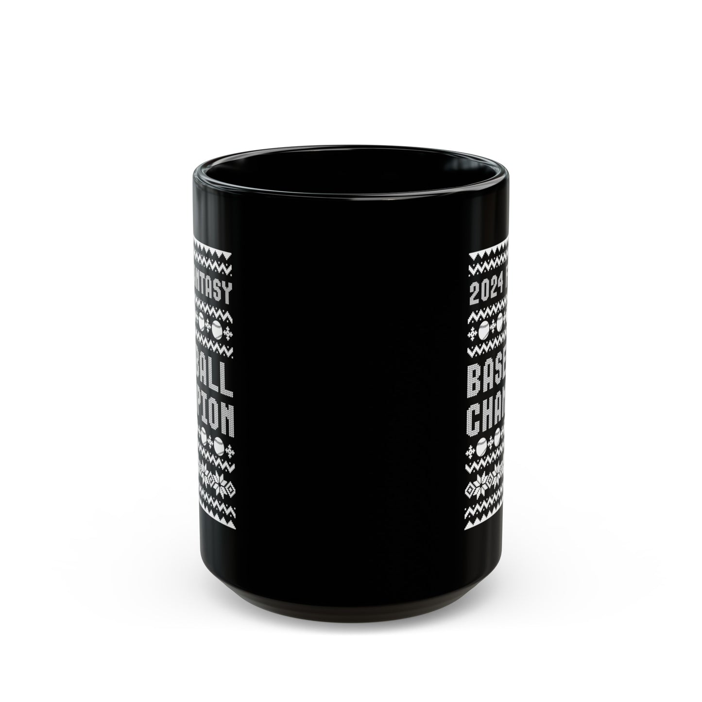 2024 Fantasy Baseball Champ Ugly Christmas Black Mug (11oz, 15oz)