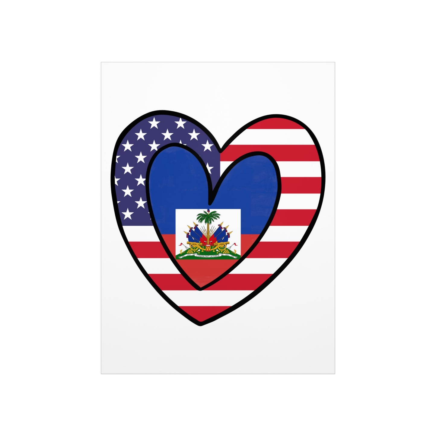 American Haitian Flag Inner Heart USA Haiti Premium Matte Poster