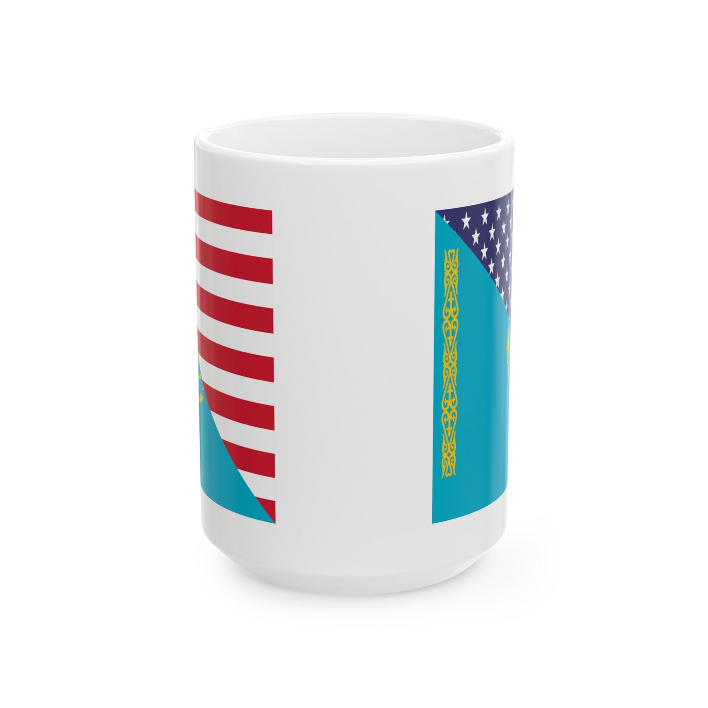 Kazakhstan American Flag USA Ceramic Mug 11oz, 15oz Cup