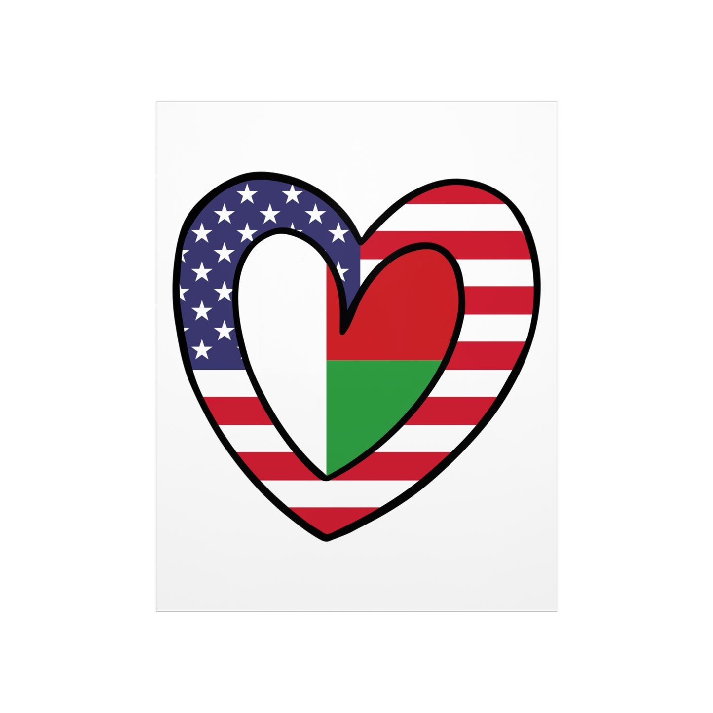 Madagascar American Heart Valentines Day Wedding Gift Half Madagascan USA Flag Premium Matte Poster