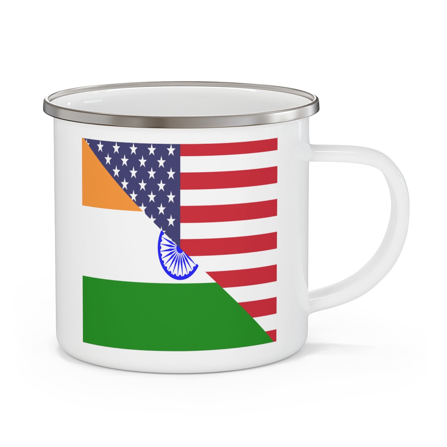 Indian American Flag Half India USA 12oz Enamel Mug