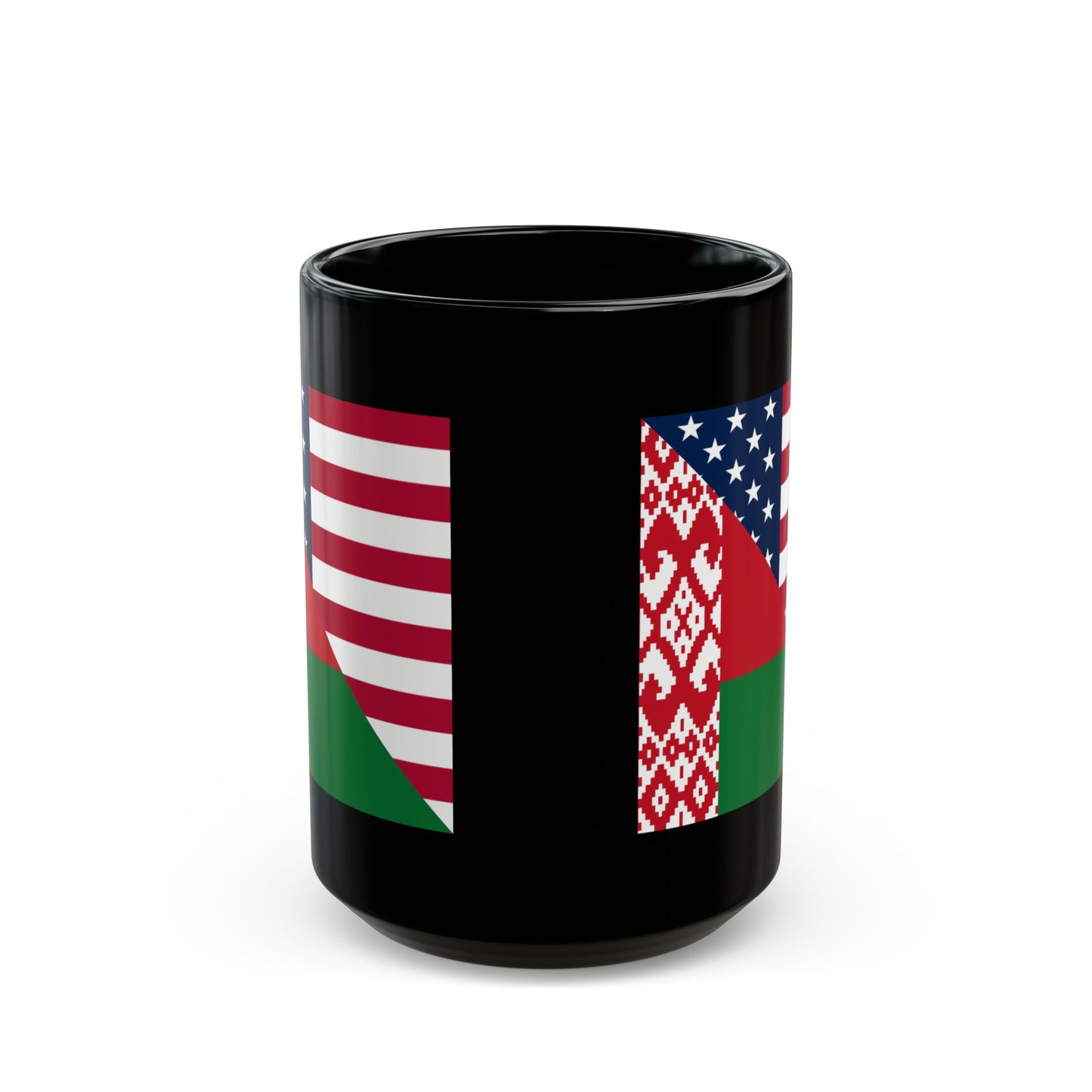 Belarus American Flag Half USA Black Mug (11oz, 15oz)