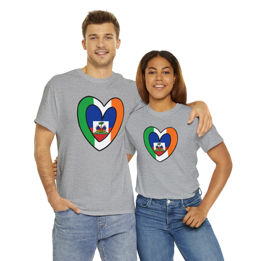 Haitian Irish Flag Heart Half Haiti Ireland T-Shirt | Unisex Tee Shirt