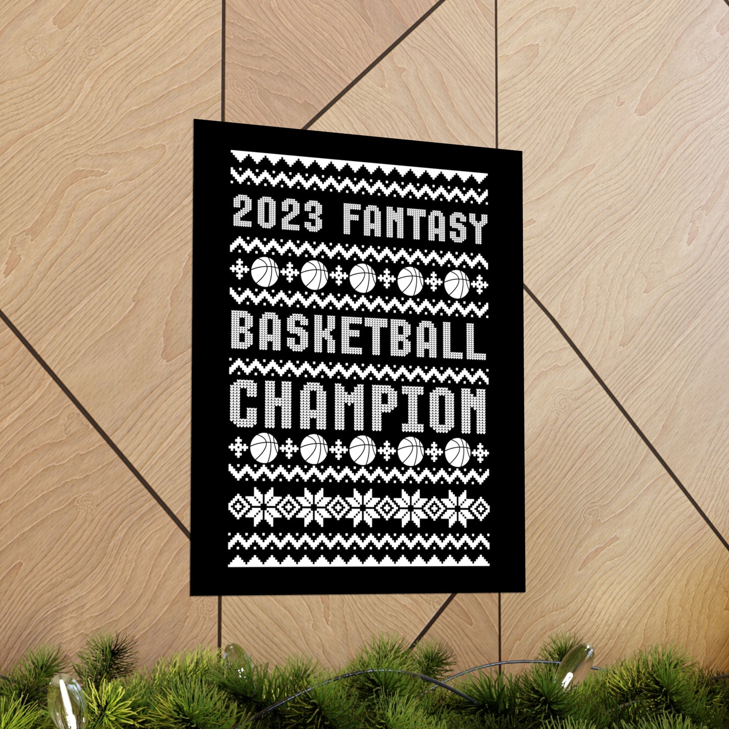 2023 Fantasy Basketball Champion Ugly Holiday Christmas Champ Premium Matte Poster