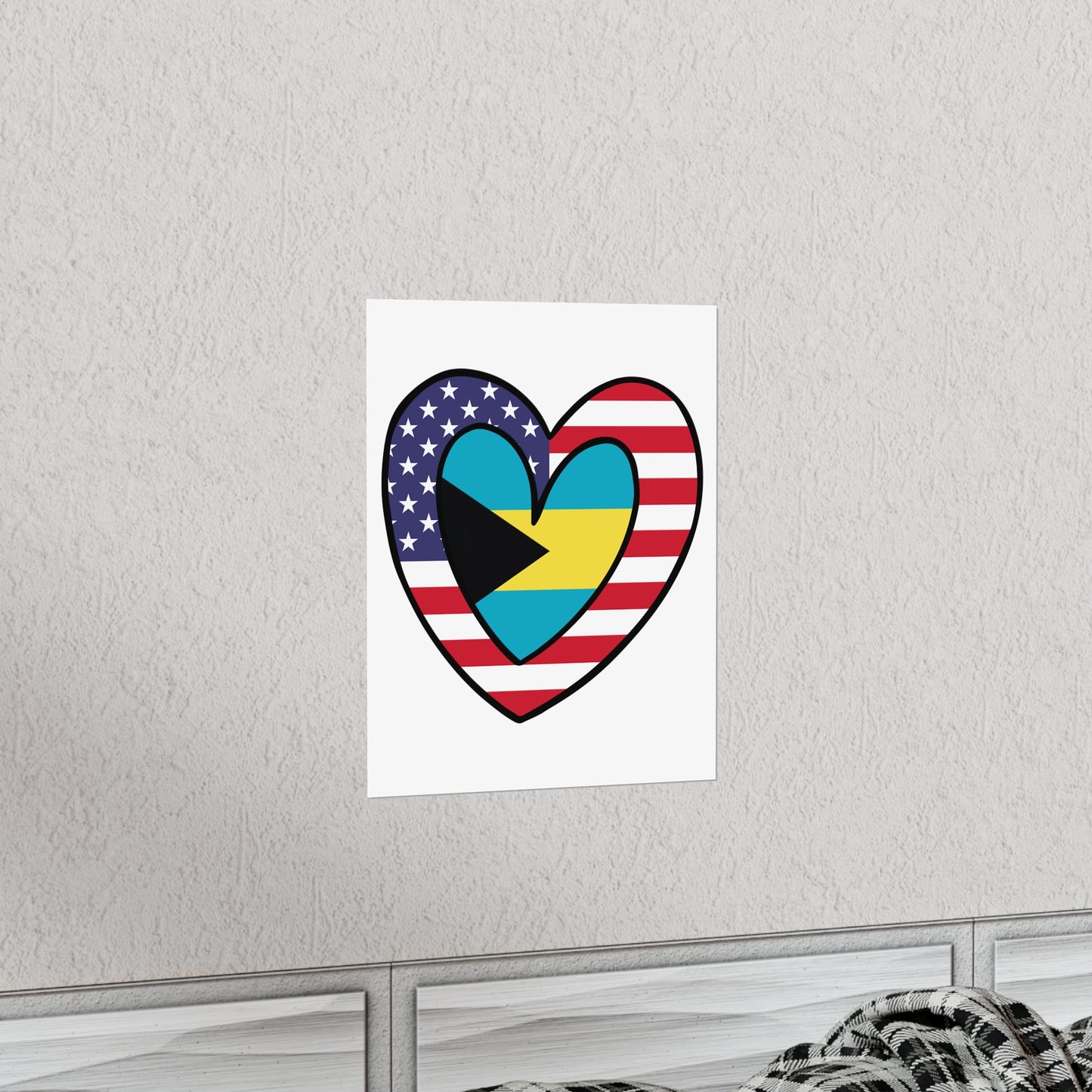 Bahamas American Heart Valentines Day Gift Half Bahamian USA Flag Premium Matte Poster