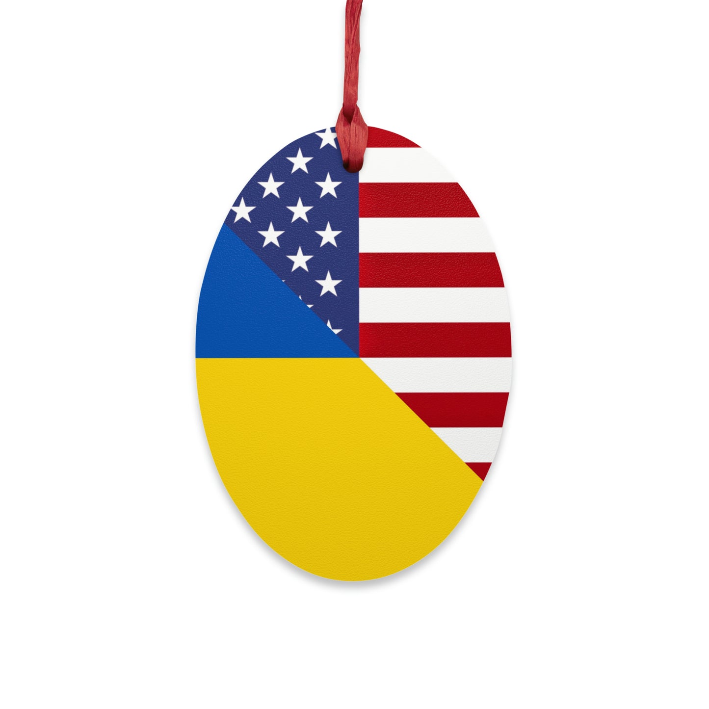 Ukrainian American Flag | Half Ukraine USA Wooden Ornament