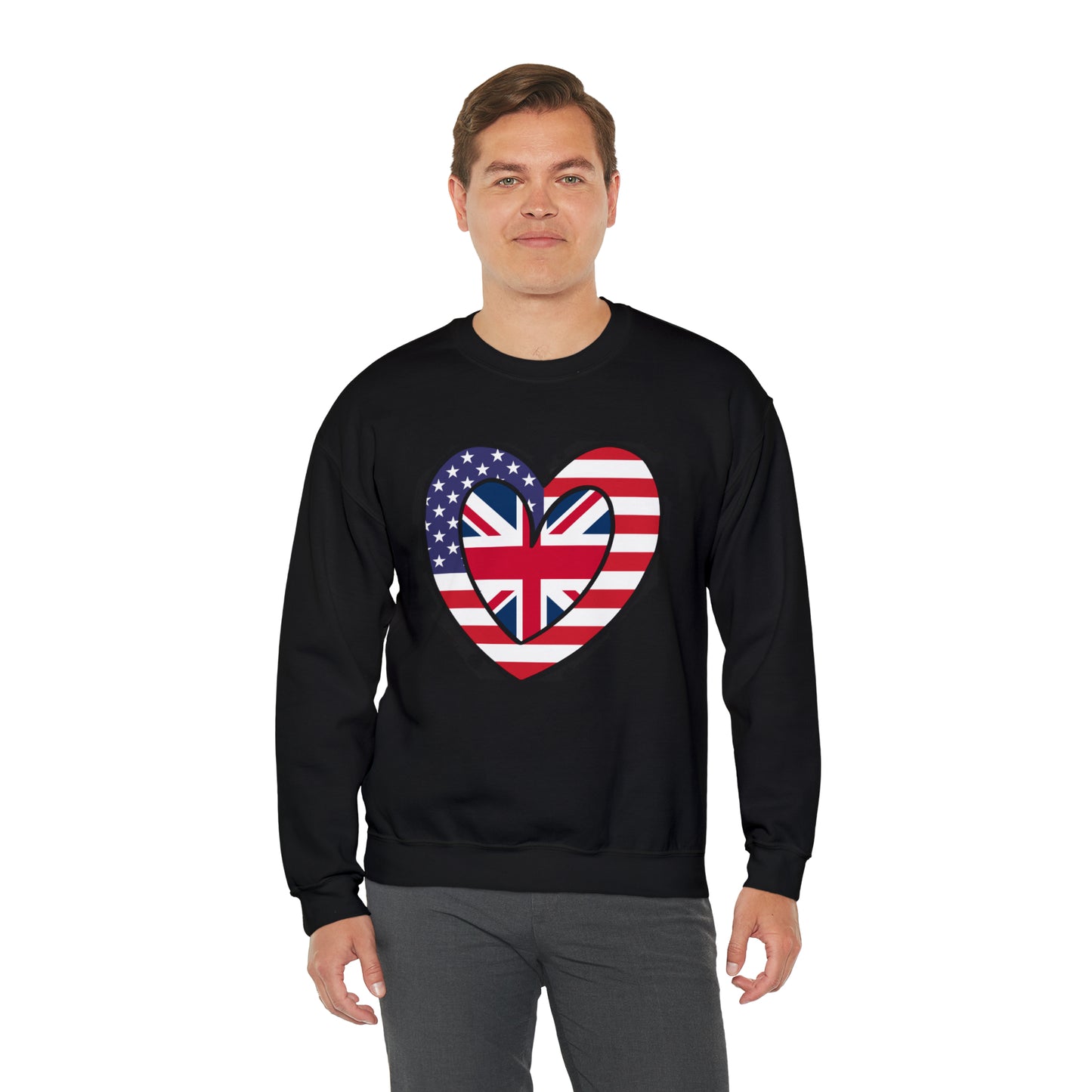 American UK Flag Inner Heart USA United Kingdom Unisex Sweatshirt