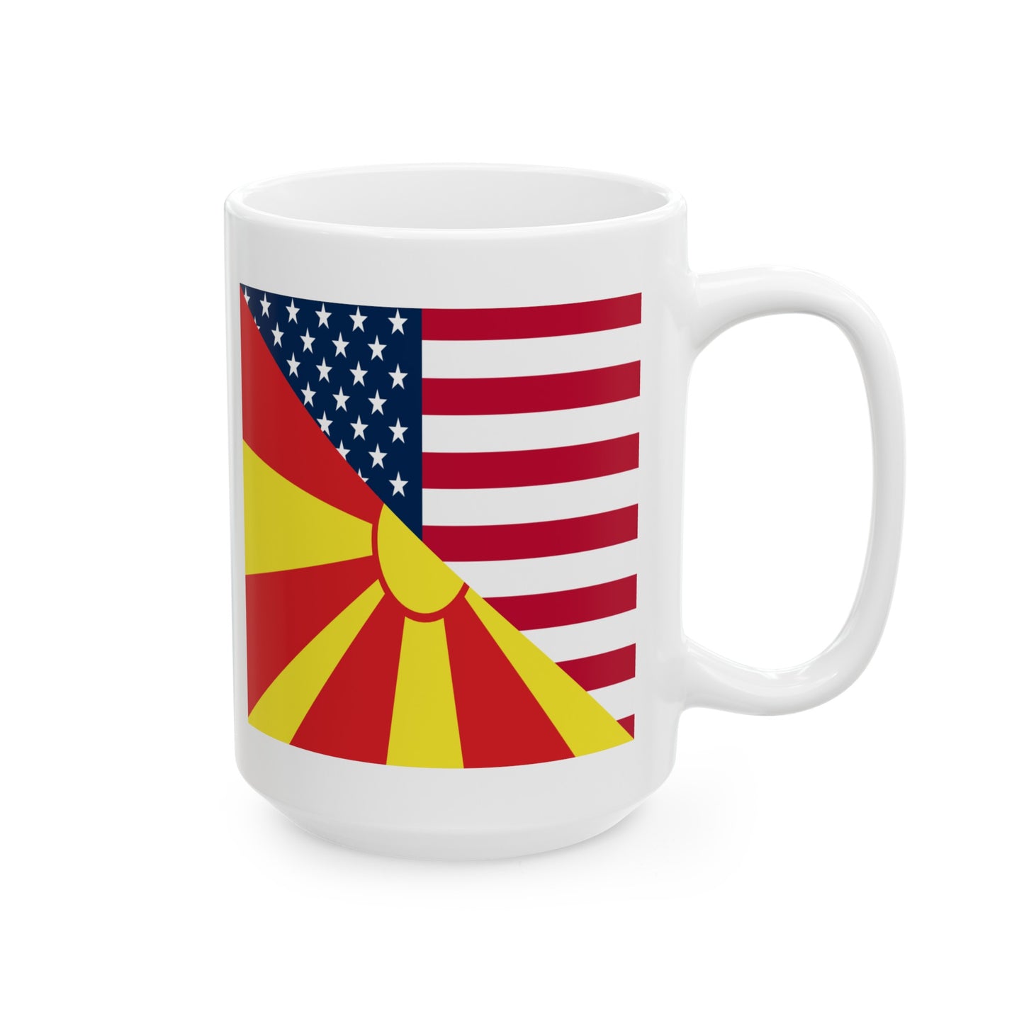 North Macedonia American Flag Half Macedonian USA Ceramic Mug 11oz, 15oz Cup