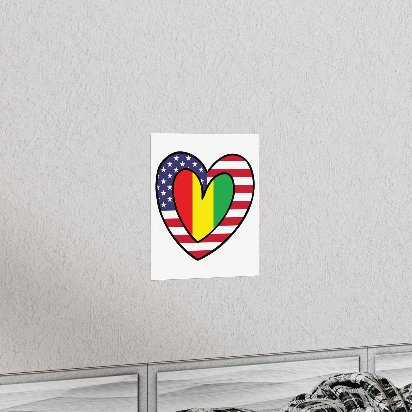 Guinean American Heart Valentines Day Wedding Gift Half Guinea USA Flag Premium Matte Poster