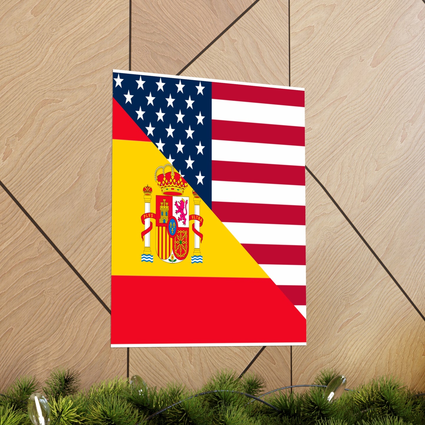 Spain American Flag Half Spanish USA Premium Matte Poster