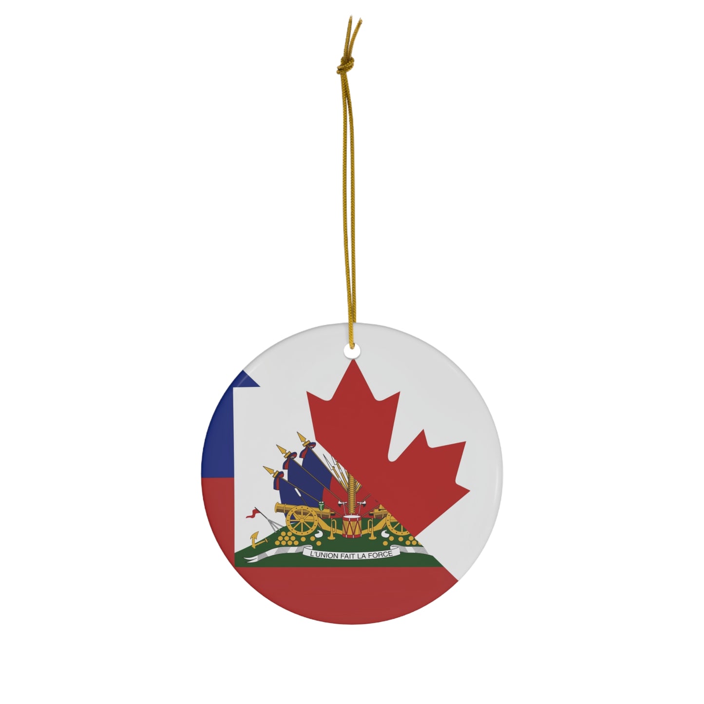 Haitian Canadian Flag | Half Haiti Canada Canadien Ceramic Ornament | Christmas Tree Ornaments