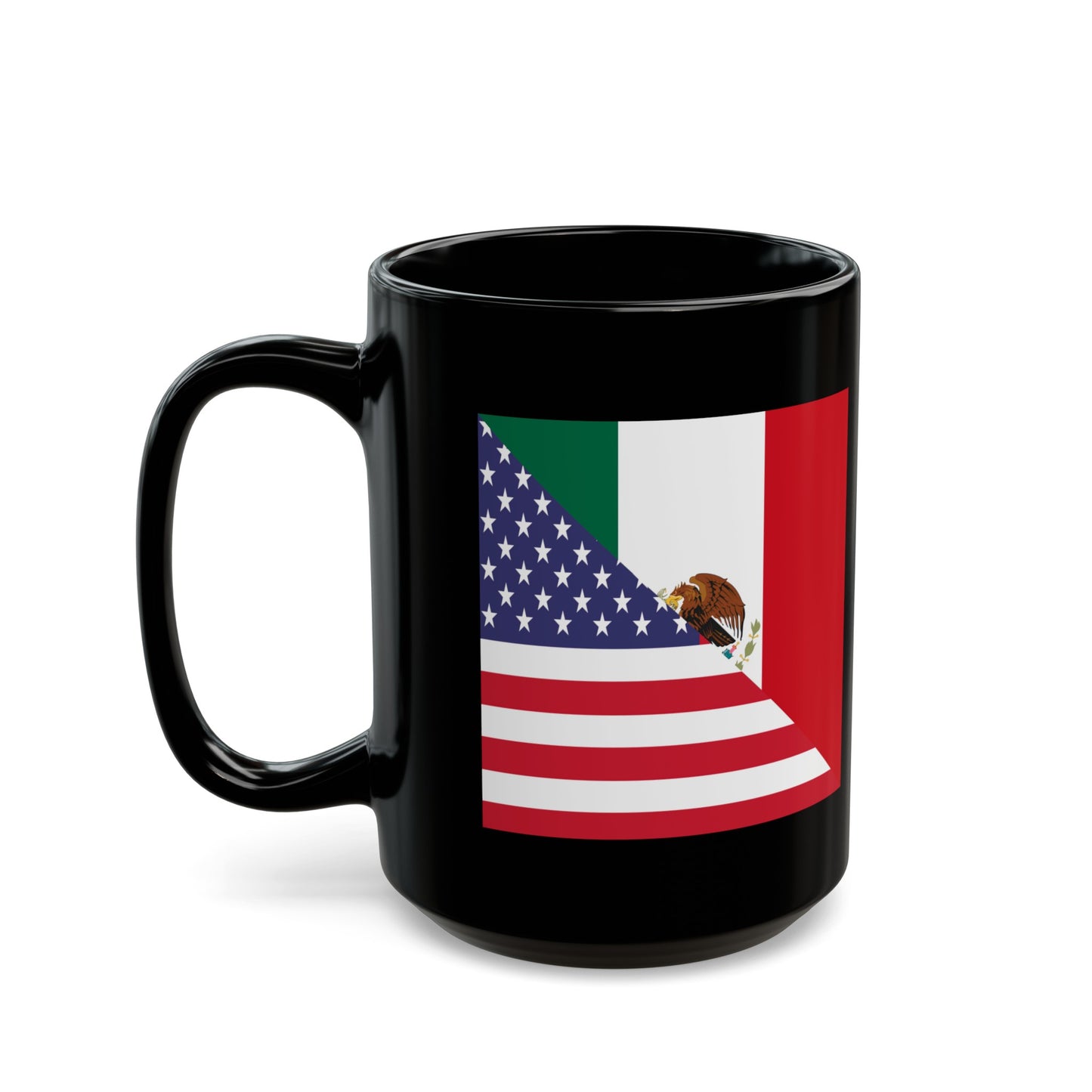 Mexican American Flag Mexico USA Black Mug (11oz, 15oz)