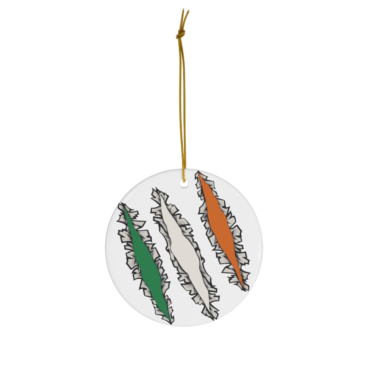 Slashed Ireland Flag | Irish Ceramic Ornament | Christmas Tree Ornaments