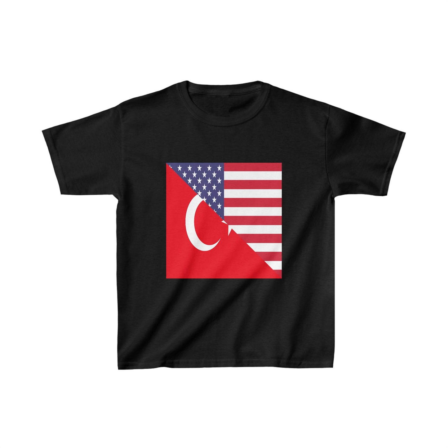 Kids Turkey American Flag Half Turkish USA T-Shirt | Unisex Tee Shirt