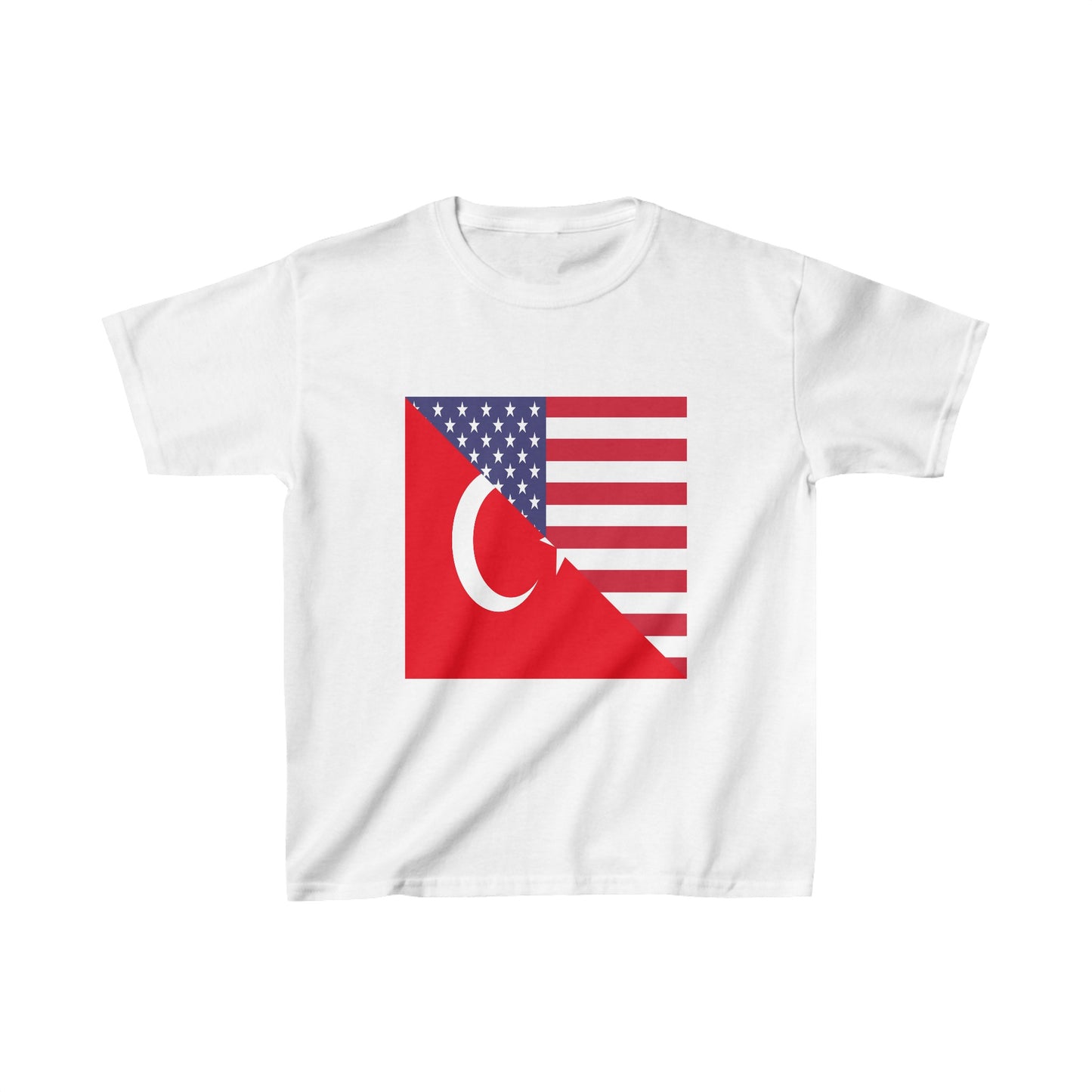 Kids Turkey American Flag Half Turkish USA T-Shirt | Unisex Tee Shirt