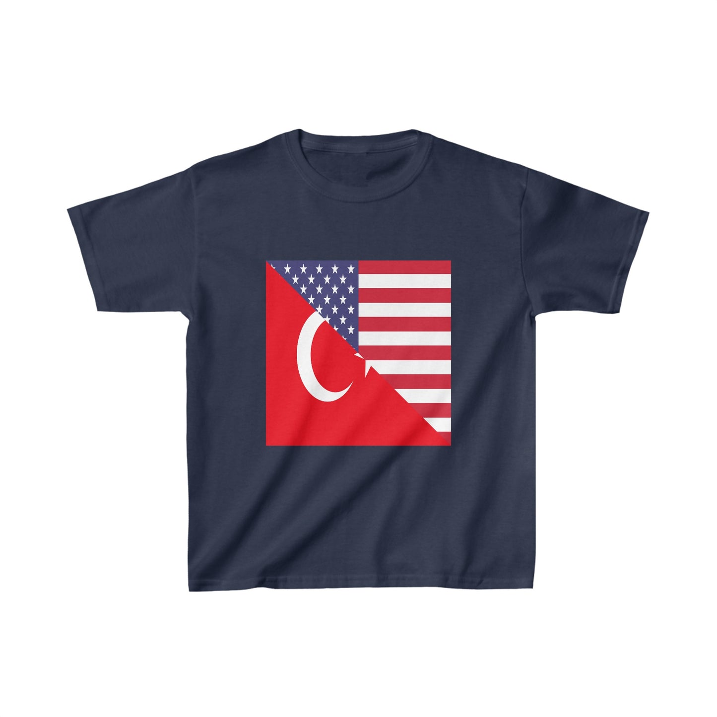 Kids Turkey American Flag Half Turkish USA T-Shirt | Unisex Tee Shirt