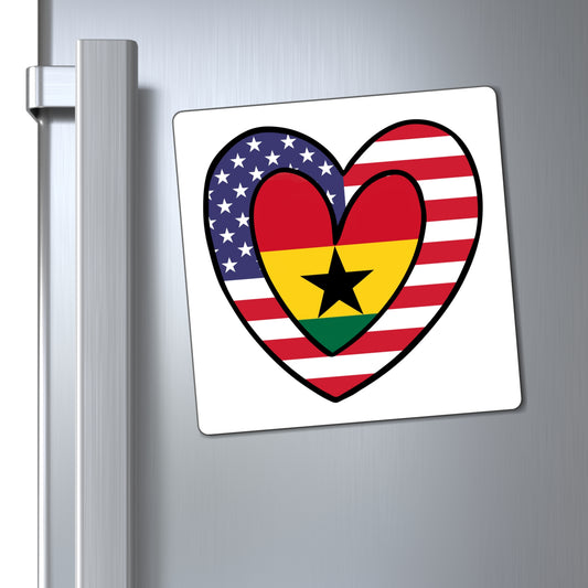 American Ghanaian Flag Inner Heart USA Ghana  Magnet