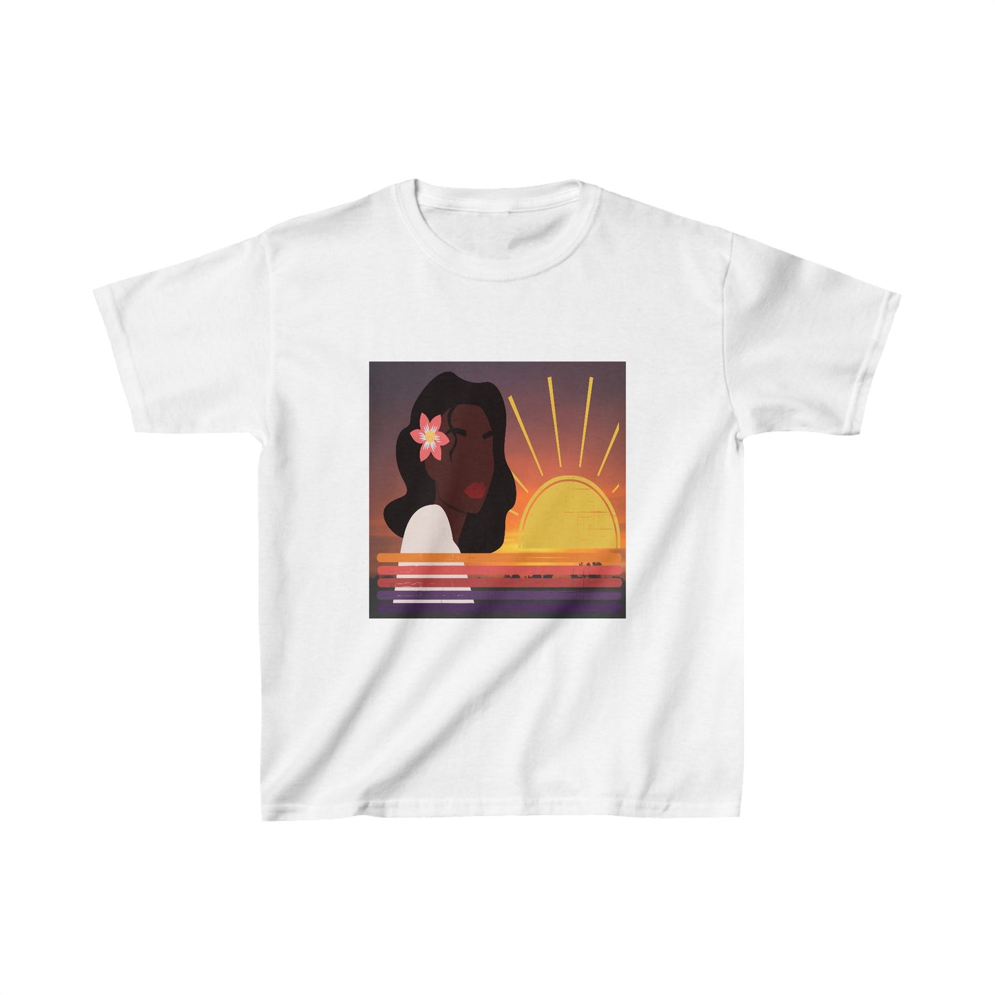 Kids Black Woman Sunset T-Shirt | Unisex Tee Shirt