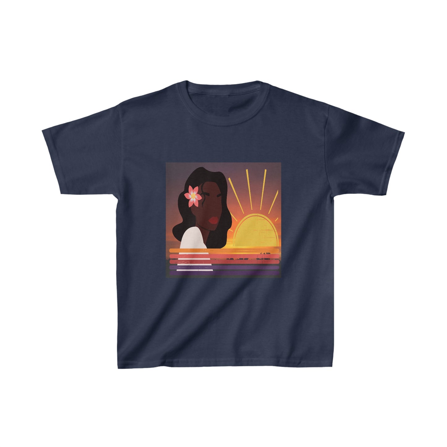 Kids Black Woman Sunset T-Shirt | Unisex Tee Shirt