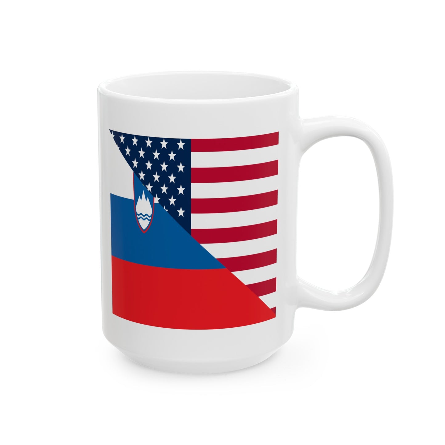 Slovenia American Flag Half Slovenian USA Ceramic Mug 11oz, 15oz Cup