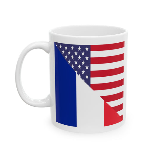 French American Flag France USA Ceramic Mug 11oz, 15oz Cup