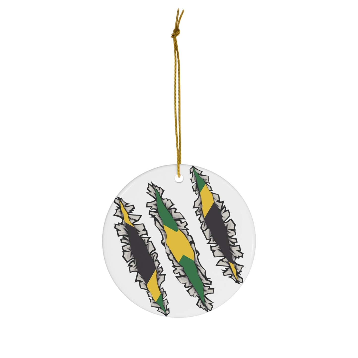 Slashed Jamaican Flag | Jamaica Woman Ceramic Ornament | Christmas Tree Ornaments