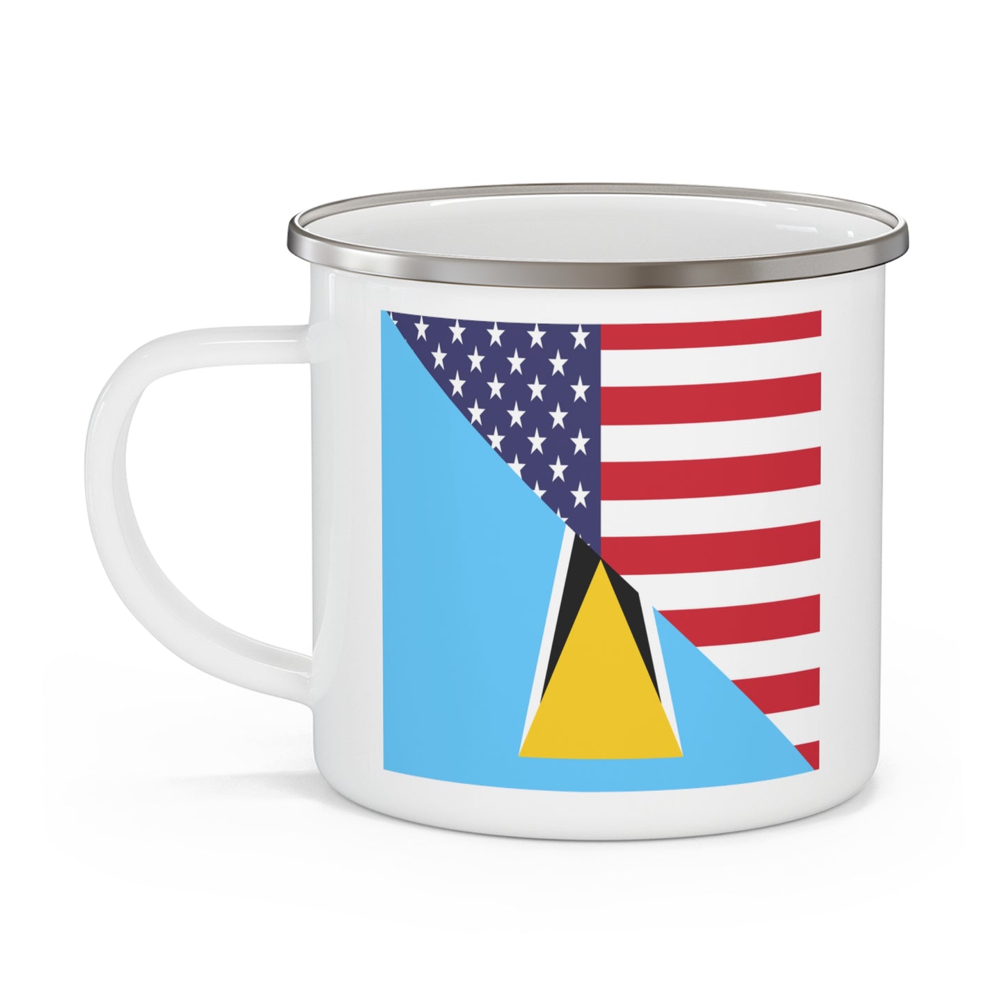 St Lucian American Flag St Lucia USA 12oz Enamel Mug